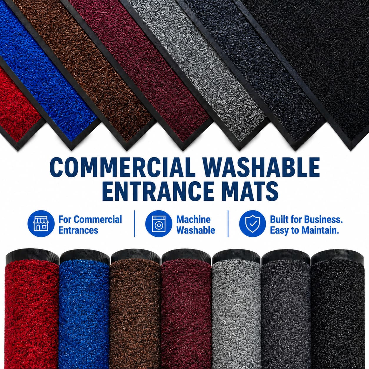 Commercial washable entrance mats in a range of colours